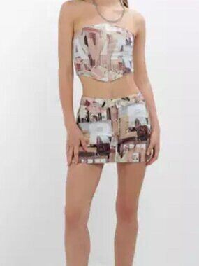 Peppermayo On the Edge Graphic Corset Bustier and Mini Skirt Set